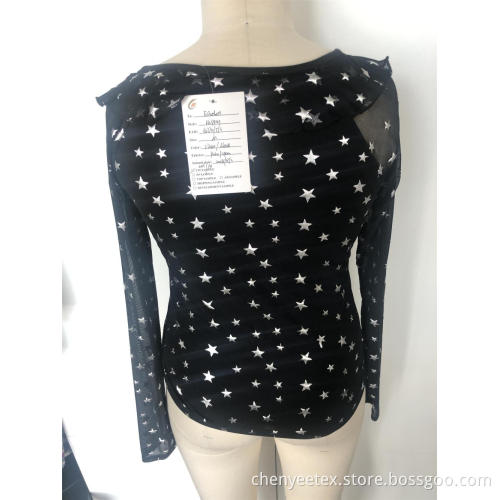 V-neck pola kasa lengan panjang atas